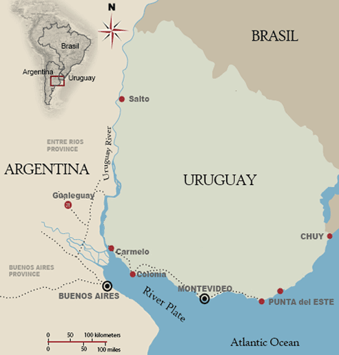 uruguay dorado fishing map
